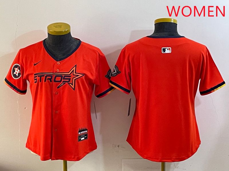 Women Houston Astros Blank Orange Three generations Joint Name 2025 Nike MLB Jersey style 3